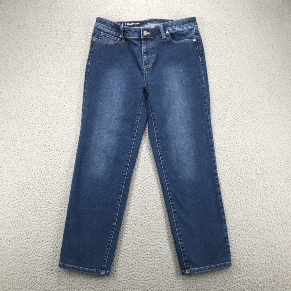 Talbots Jeans Womens 4‎ Blue Straight Crop Mid Rise Medium Wash Denim 28x24